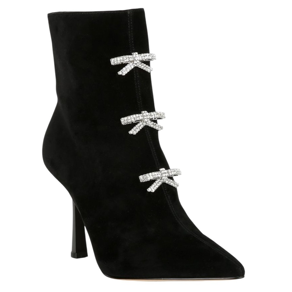 Gianni Bini DALTON Black Heeled Boots With Rhinestone Booties